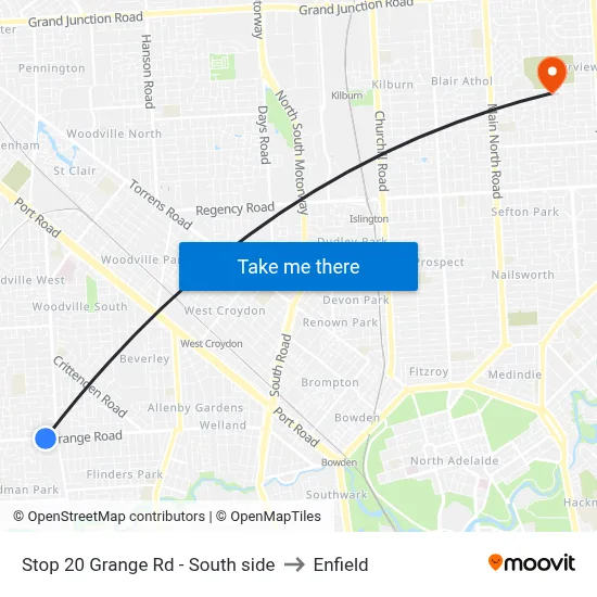 Stop 20 Grange Rd - South side to Enfield map