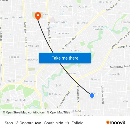 Stop 13 Coorara Ave - South side to Enfield map
