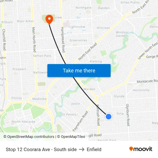 Stop 12 Coorara Ave - South side to Enfield map