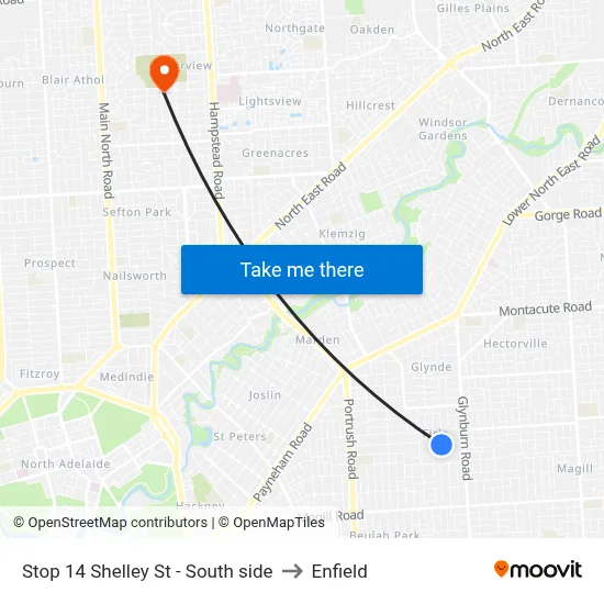 Stop 14 Shelley St - South side to Enfield map