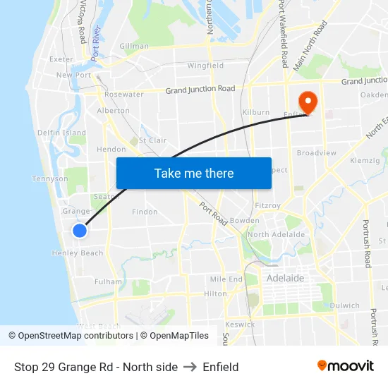 Stop 29 Grange Rd - North side to Enfield map