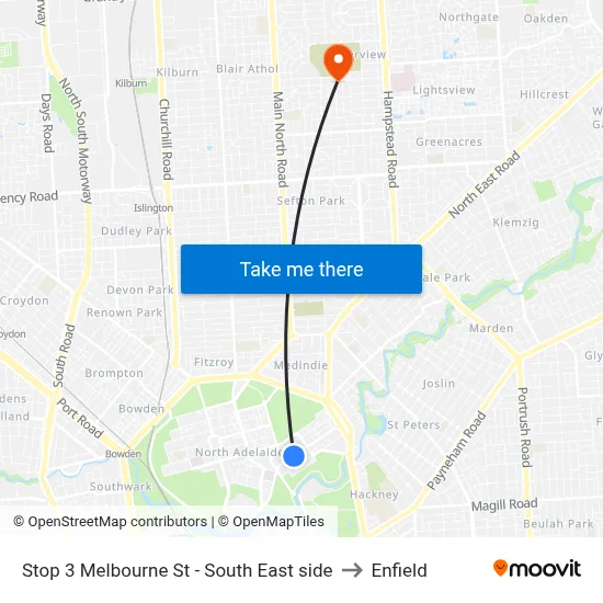 Stop 3 Melbourne St - South East side to Enfield map
