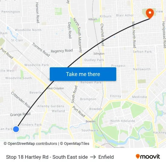 Stop 18 Hartley Rd - South East side to Enfield map