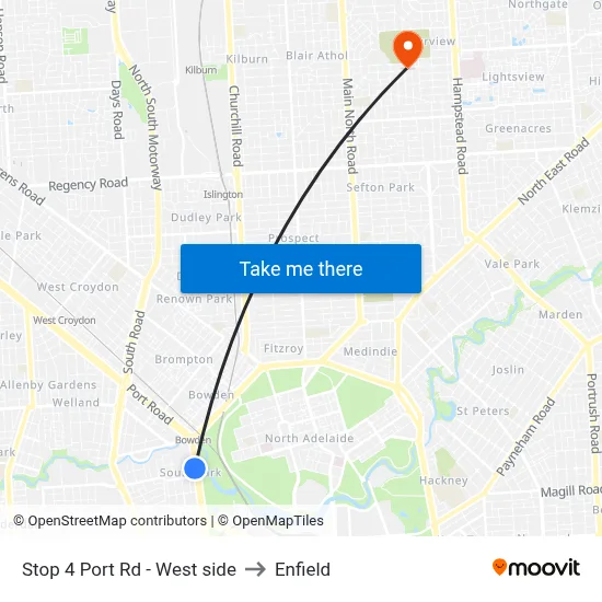 Stop 4 Port Rd - West side to Enfield map