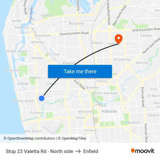 Stop 23 Valetta Rd - North side to Enfield map