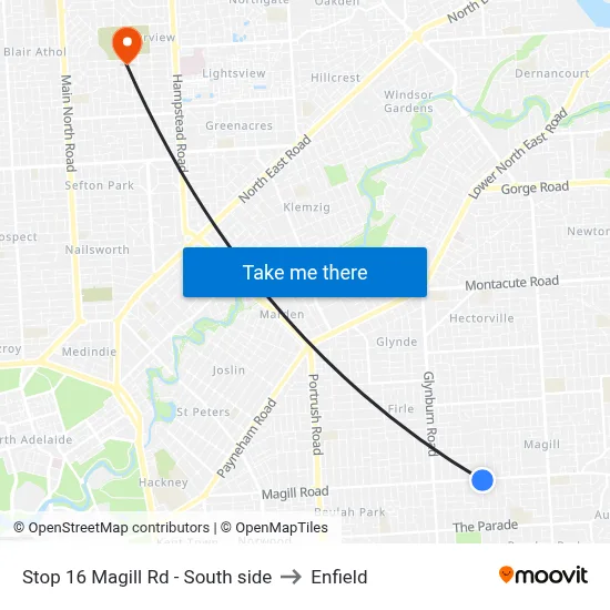 Stop 16 Magill Rd - South side to Enfield map