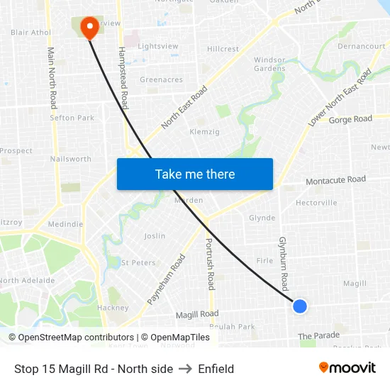 Stop 15 Magill Rd - North side to Enfield map
