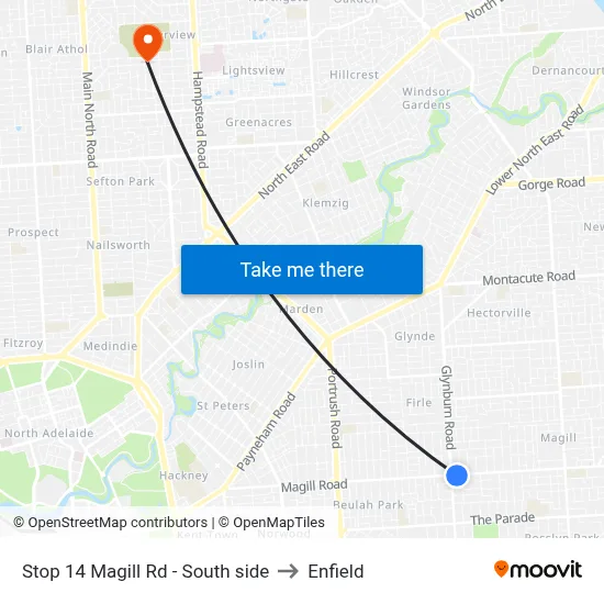 Stop 14 Magill Rd - South side to Enfield map