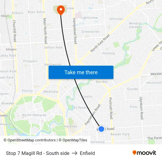 Stop 7 Magill Rd - South side to Enfield map