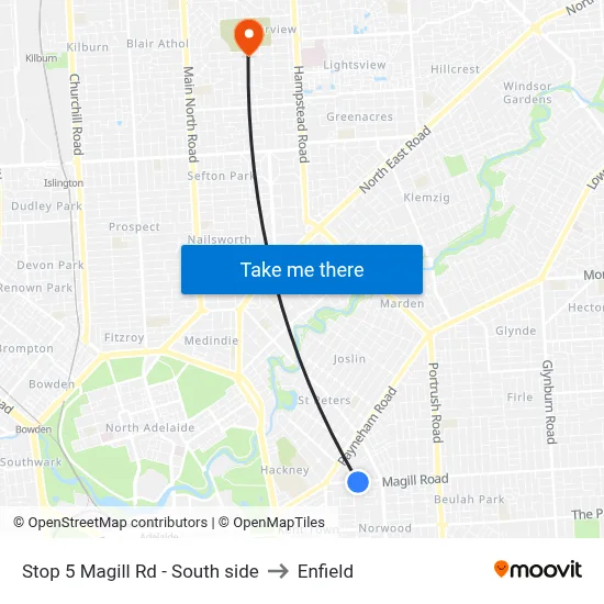 Stop 5 Magill Rd - South side to Enfield map
