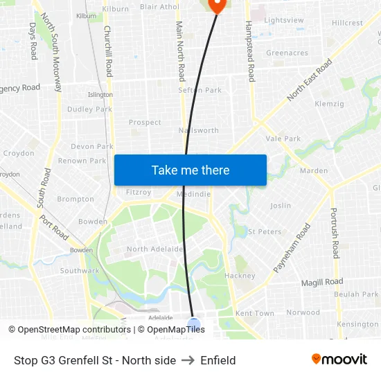 Stop G3 Grenfell St - North side to Enfield map
