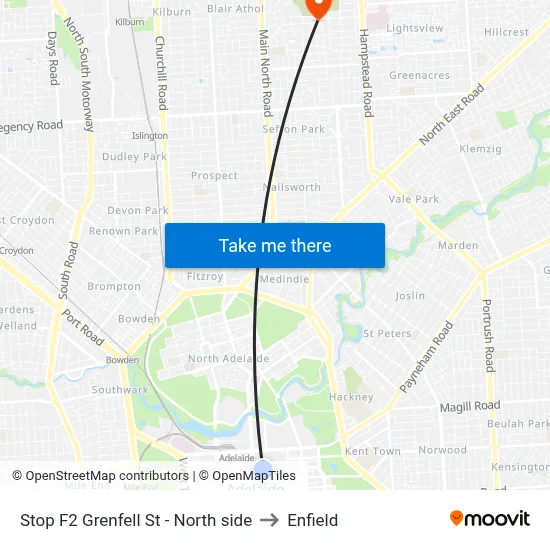 Stop F2 Grenfell St - North side to Enfield map