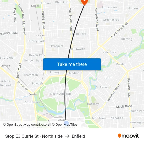 Stop E3 Currie St - North side to Enfield map