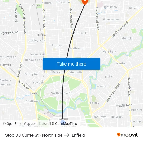 Stop D3 Currie St - North side to Enfield map