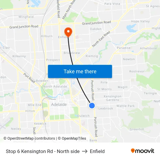 Stop 6 Kensington Rd - North side to Enfield map