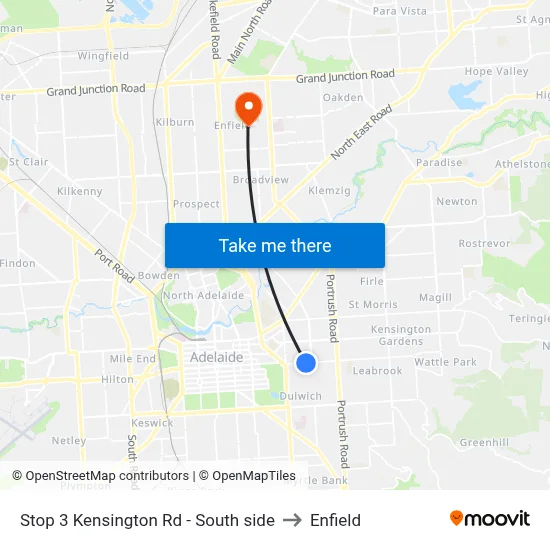 Stop 3 Kensington Rd - South side to Enfield map