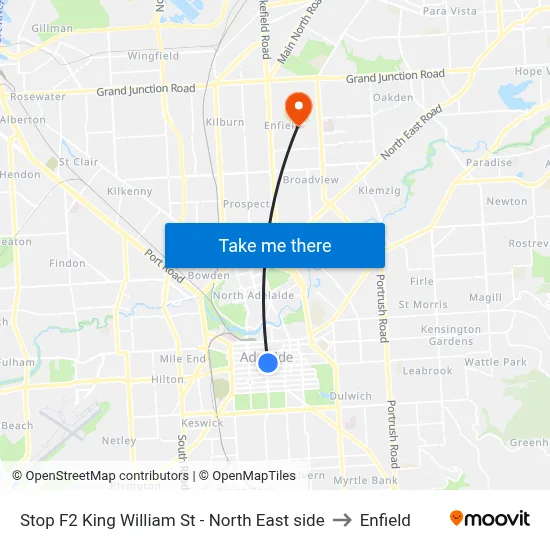 Stop F2 King William St - North East side to Enfield map