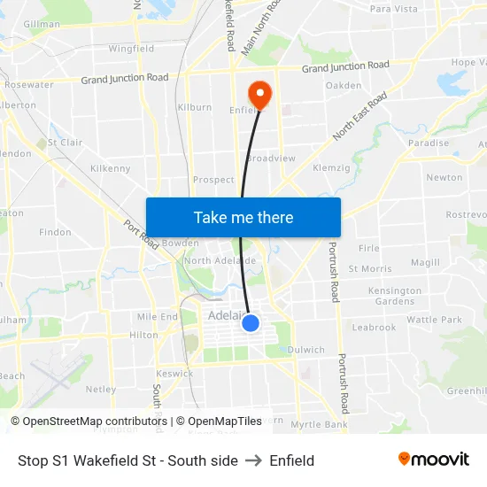 Stop S1 Wakefield St - South side to Enfield map