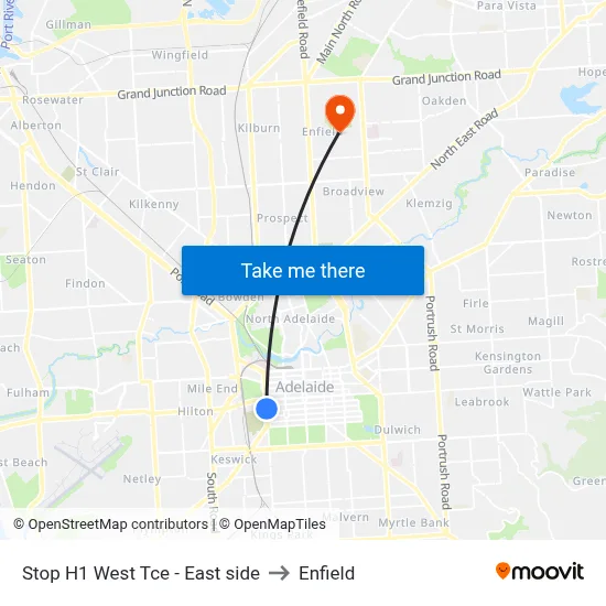 Stop H1 West Tce - East side to Enfield map
