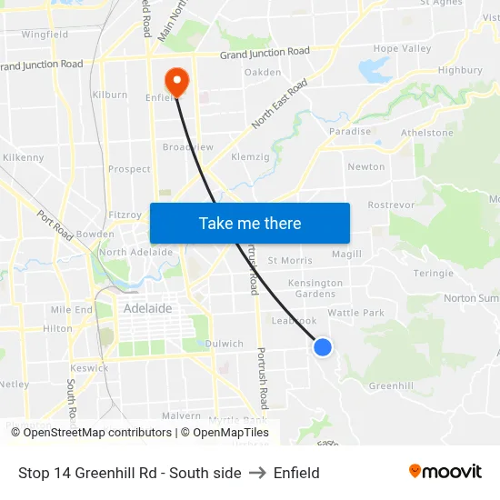 Stop 14 Greenhill Rd - South side to Enfield map