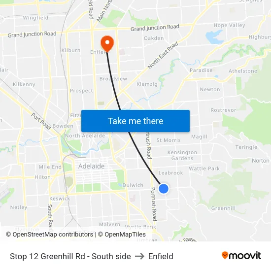 Stop 12 Greenhill Rd - South side to Enfield map