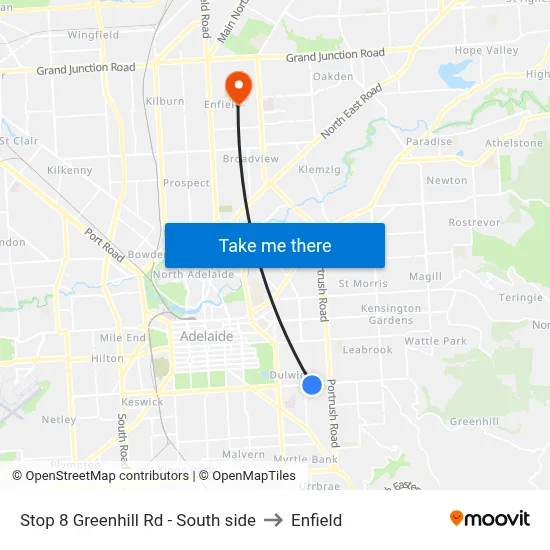 Stop 8 Greenhill Rd - South side to Enfield map