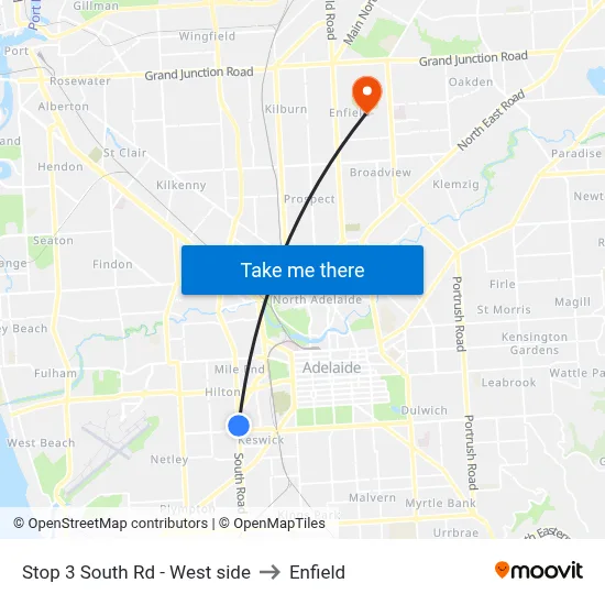 Stop 3 South Rd - West side to Enfield map