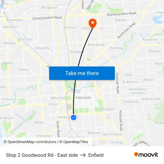 Stop 2 Goodwood Rd - East side to Enfield map