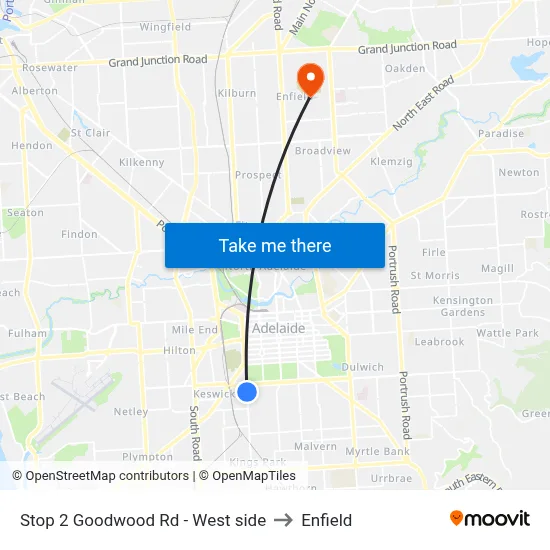 Stop 2 Goodwood Rd - West side to Enfield map