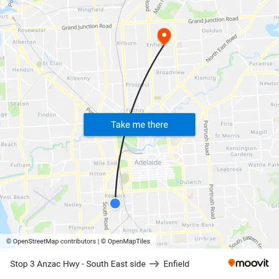 Stop 3 Anzac Hwy - South East side to Enfield map