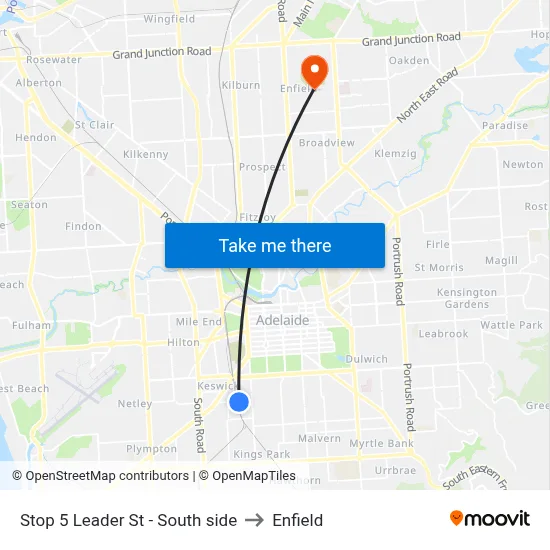 Stop 5 Leader St - South side to Enfield map