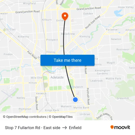 Stop 7 Fullarton Rd - East side to Enfield map