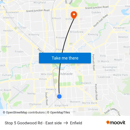 Stop 5 Goodwood Rd - East side to Enfield map