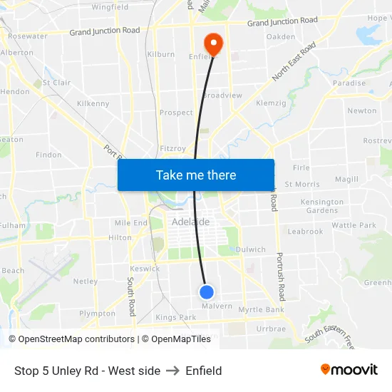 Stop 5 Unley Rd - West side to Enfield map