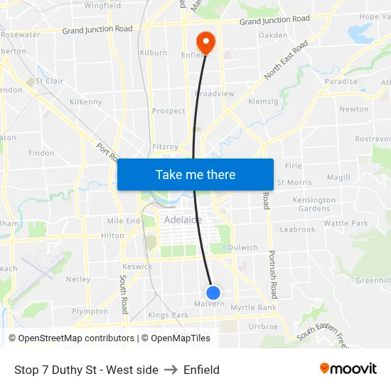 Stop 7 Duthy St - West side to Enfield map