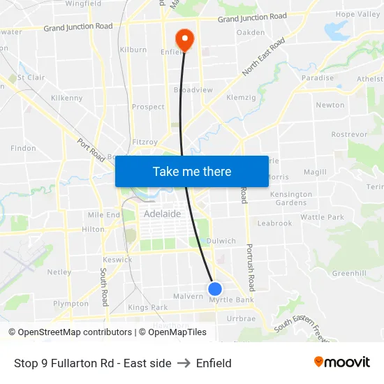 Stop 9 Fullarton Rd - East side to Enfield map