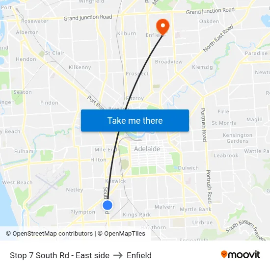 Stop 7 South Rd - East side to Enfield map