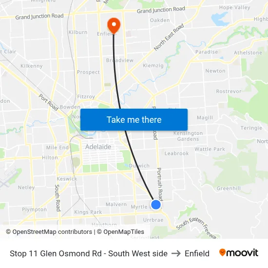 Stop 11 Glen Osmond Rd - South West side to Enfield map