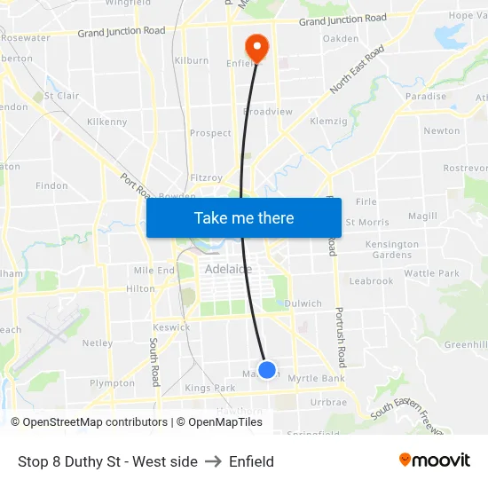 Stop 8 Duthy St - West side to Enfield map