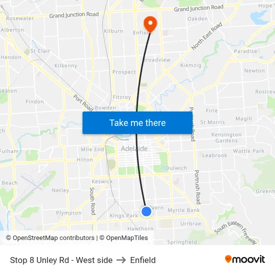 Stop 8 Unley Rd - West side to Enfield map