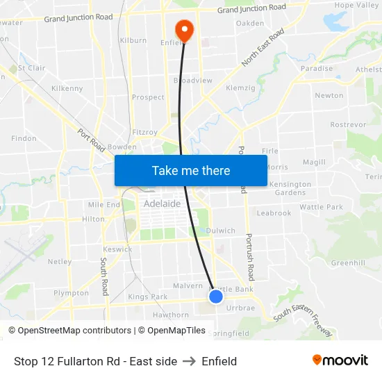 Stop 12 Fullarton Rd - East side to Enfield map