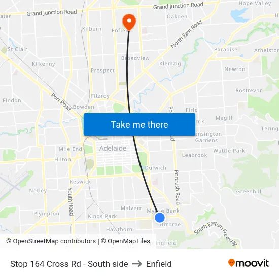 Stop 164 Cross Rd - South side to Enfield map