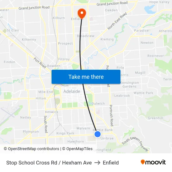 Stop School Cross Rd / Hexham Ave to Enfield map