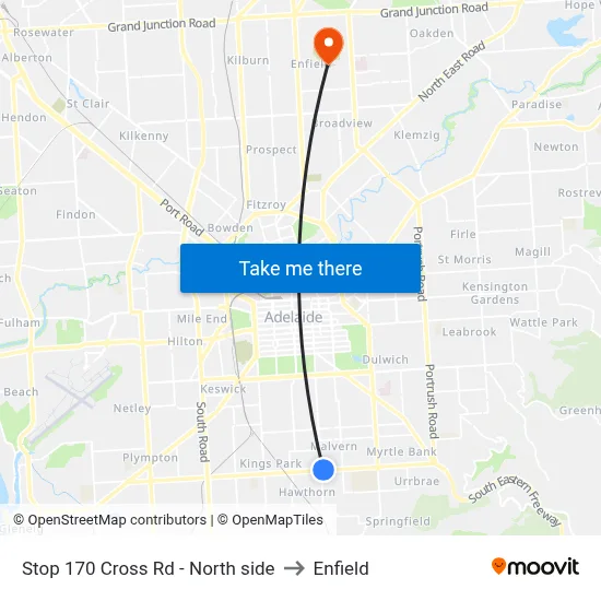 Stop 170 Cross Rd - North side to Enfield map