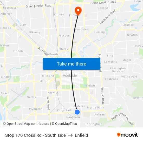Stop 170 Cross Rd - South side to Enfield map