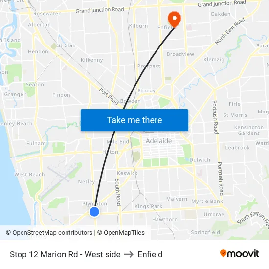 Stop 12 Marion Rd - West side to Enfield map