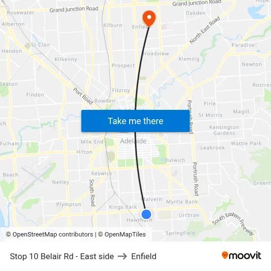 Stop 10 Belair Rd - East side to Enfield map