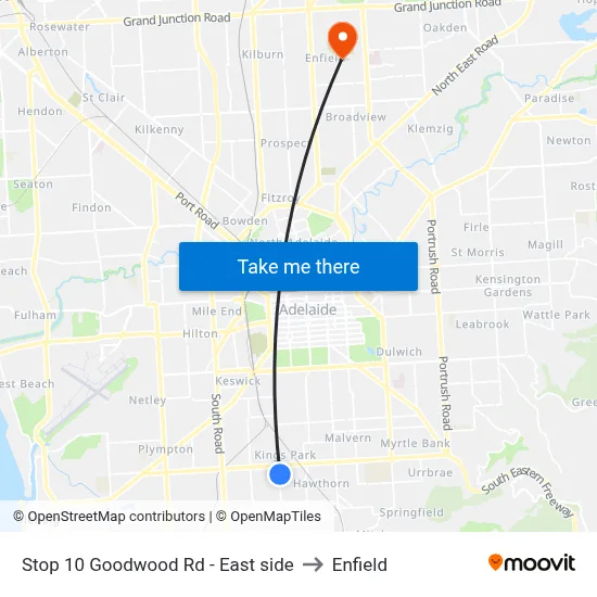 Stop 10 Goodwood Rd - East side to Enfield map
