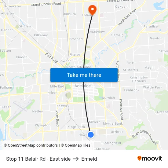 Stop 11 Belair Rd - East side to Enfield map