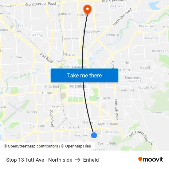 Stop 13 Tutt Ave - North side to Enfield map